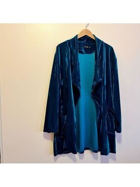 Amaryllis VTG 1990s Open Waterfall Cardigan 3X Boho Lagenlook Velour Whimsigoth